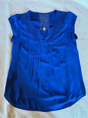 Women's Blue Cap Sleeve Blouse